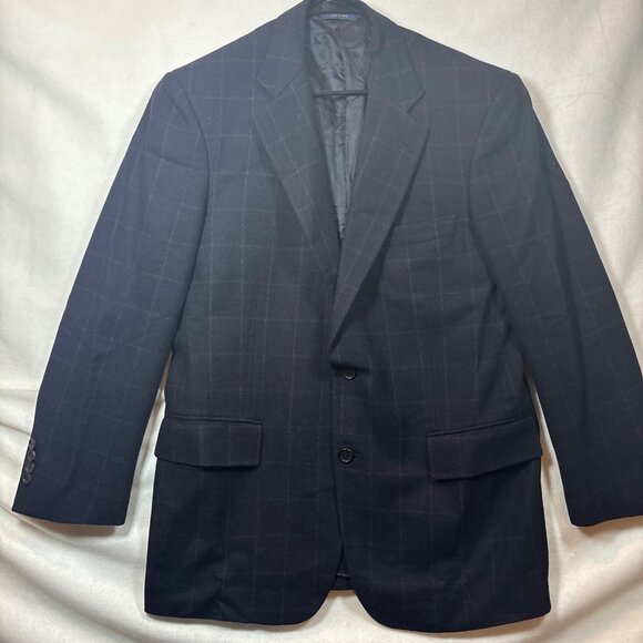 Brooks Brothers Madision 1818 Navy Blue Checked Pattern Mens Blazer  2 Button 42 - Picture 3 of 16